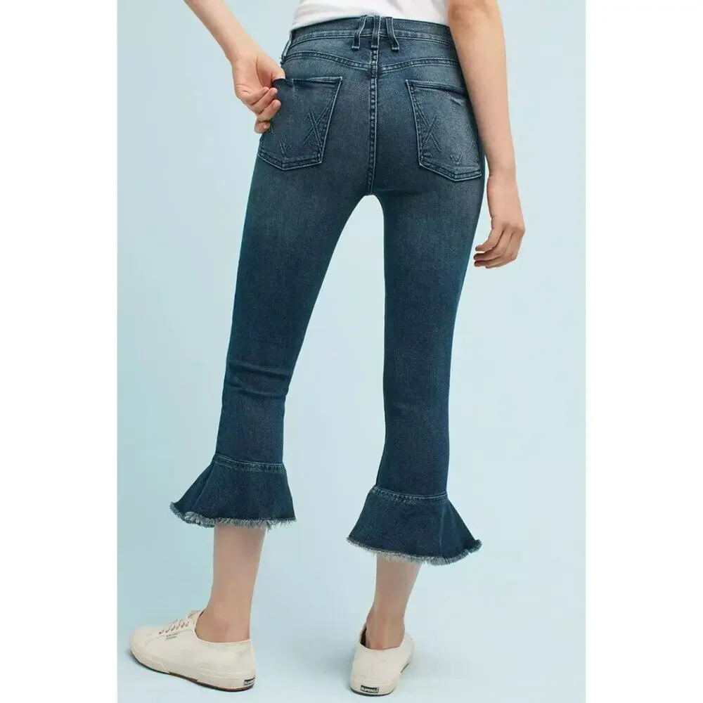 McGuire Denim Bohemia Flounce Cropped Kick Flare‎ Jeans Ruffle Hem Anthropologie